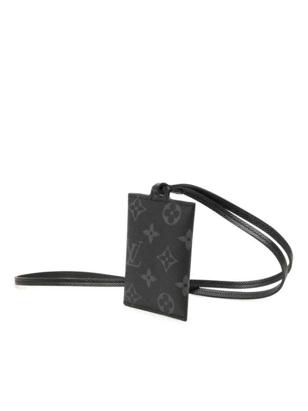 Louis Vuitton Monogram Eclipse Card Case on Strap Black Leather